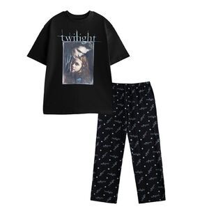 Twilight Womens/Ladies Logo Short-Sleeved Long Pyjama Set / Black